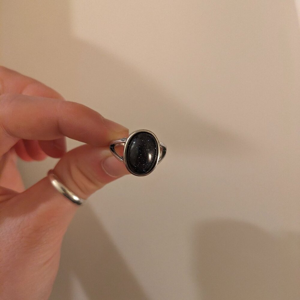 Sterling Silver Blue Sandstone Ring